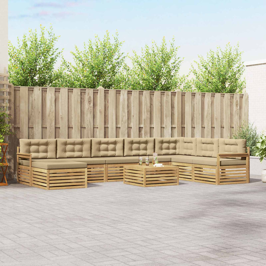 vidaXL Conjunto de sofás de exterior 9 uds. y Beige