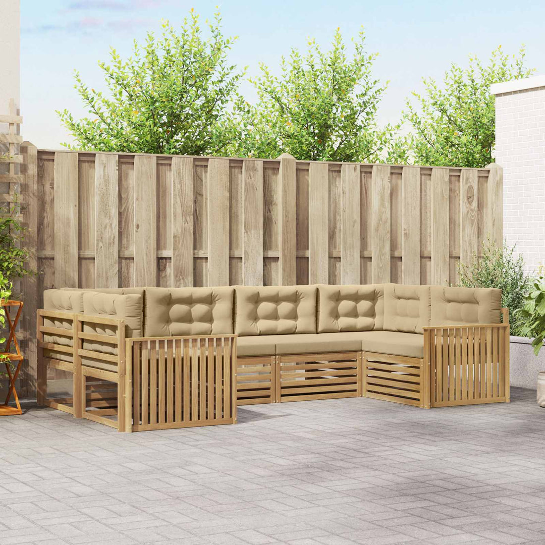 vidaXL Conjunto de sofás de exterior 6 uds. y Beige