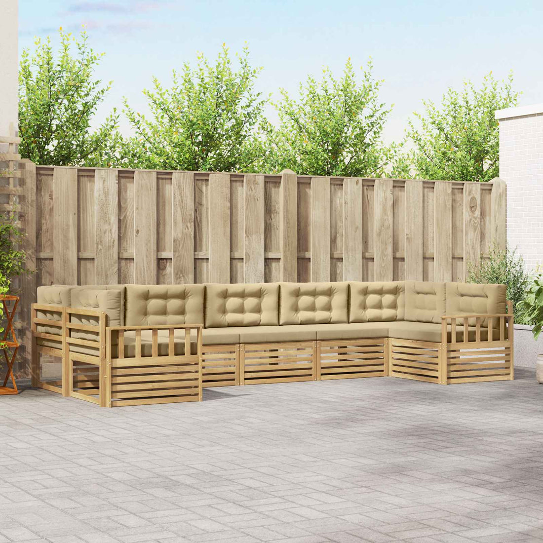 vidaXL Conjunto de sofás de exterior 7 uds. y Beige