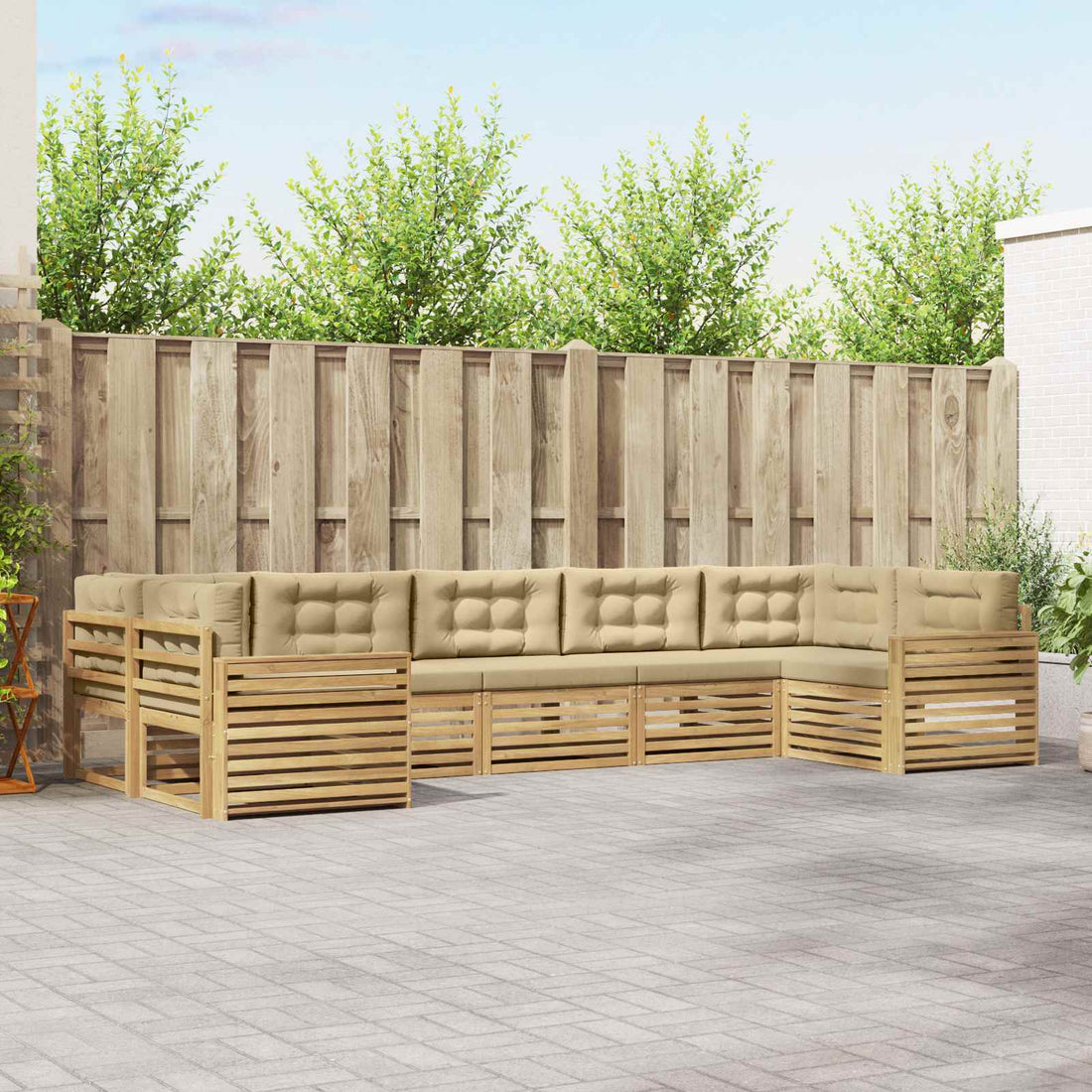 vidaXL Conjunto de sofás de exterior 7 uds. y Beige