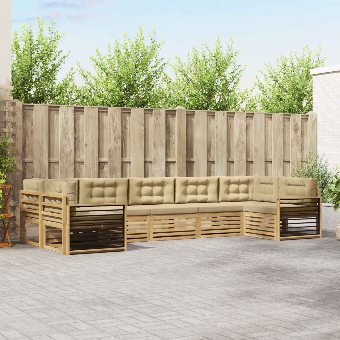 vidaXL Conjunto de sofás de exterior 7 uds. y Beige