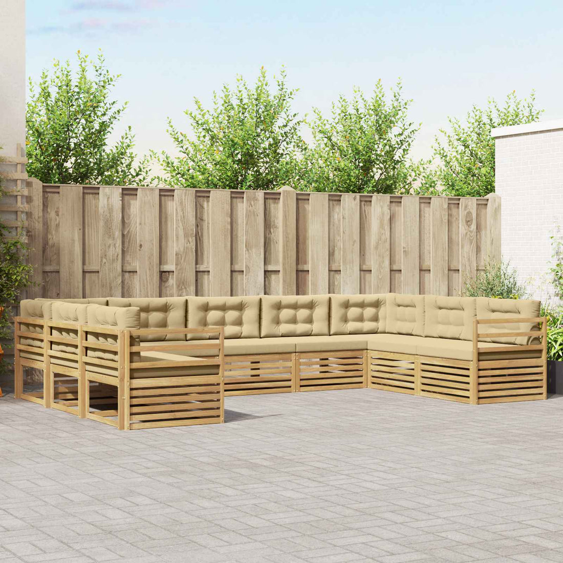vidaXL Conjunto de sofás de exterior 9 uds. y Beige