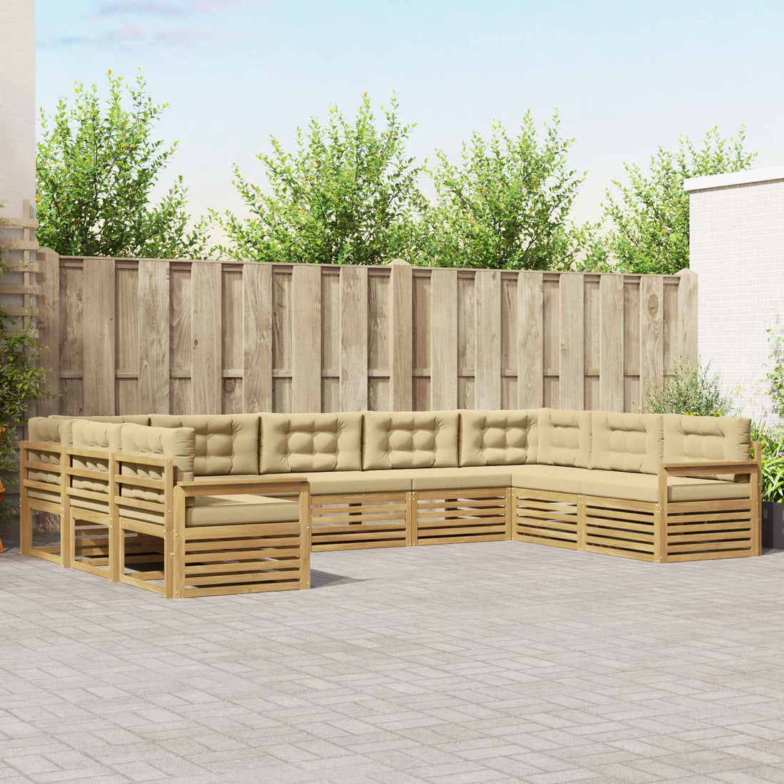 vidaXL Conjunto de sofás de exterior 9 uds. y Beige
