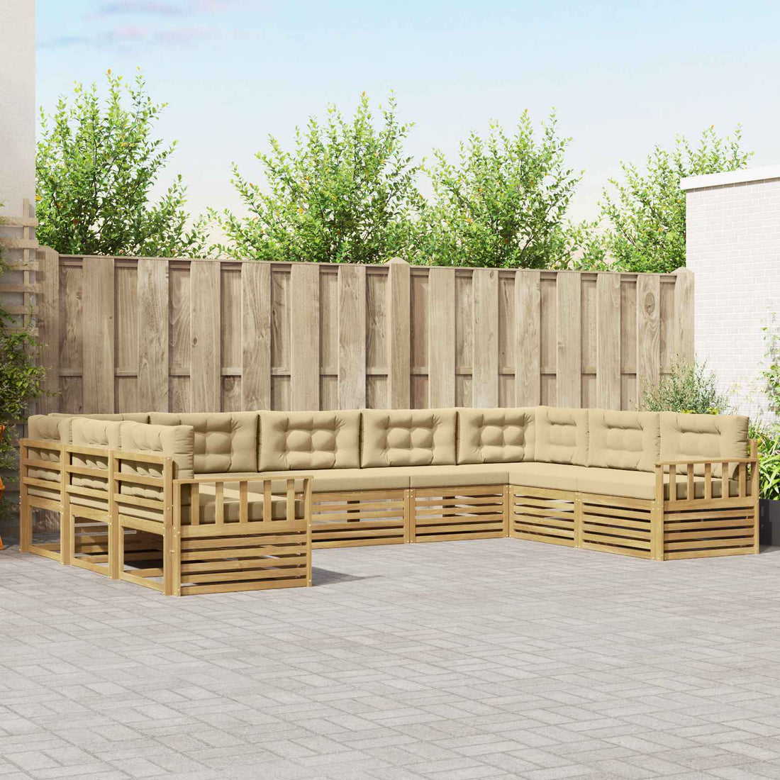 vidaXL Conjunto de sofás de exterior 9 uds. y Beige