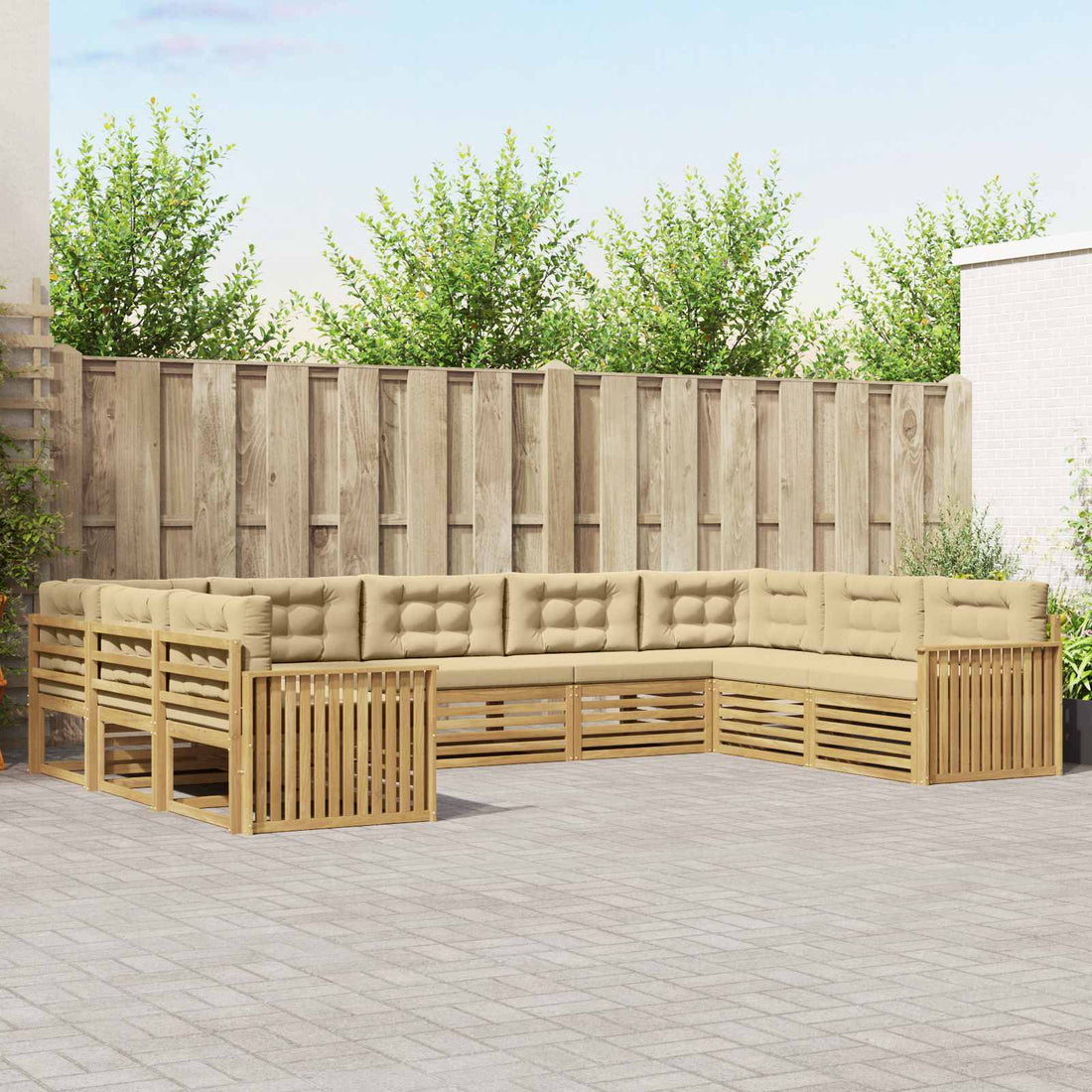vidaXL Conjunto de sofás de exterior 9 uds. y Beige