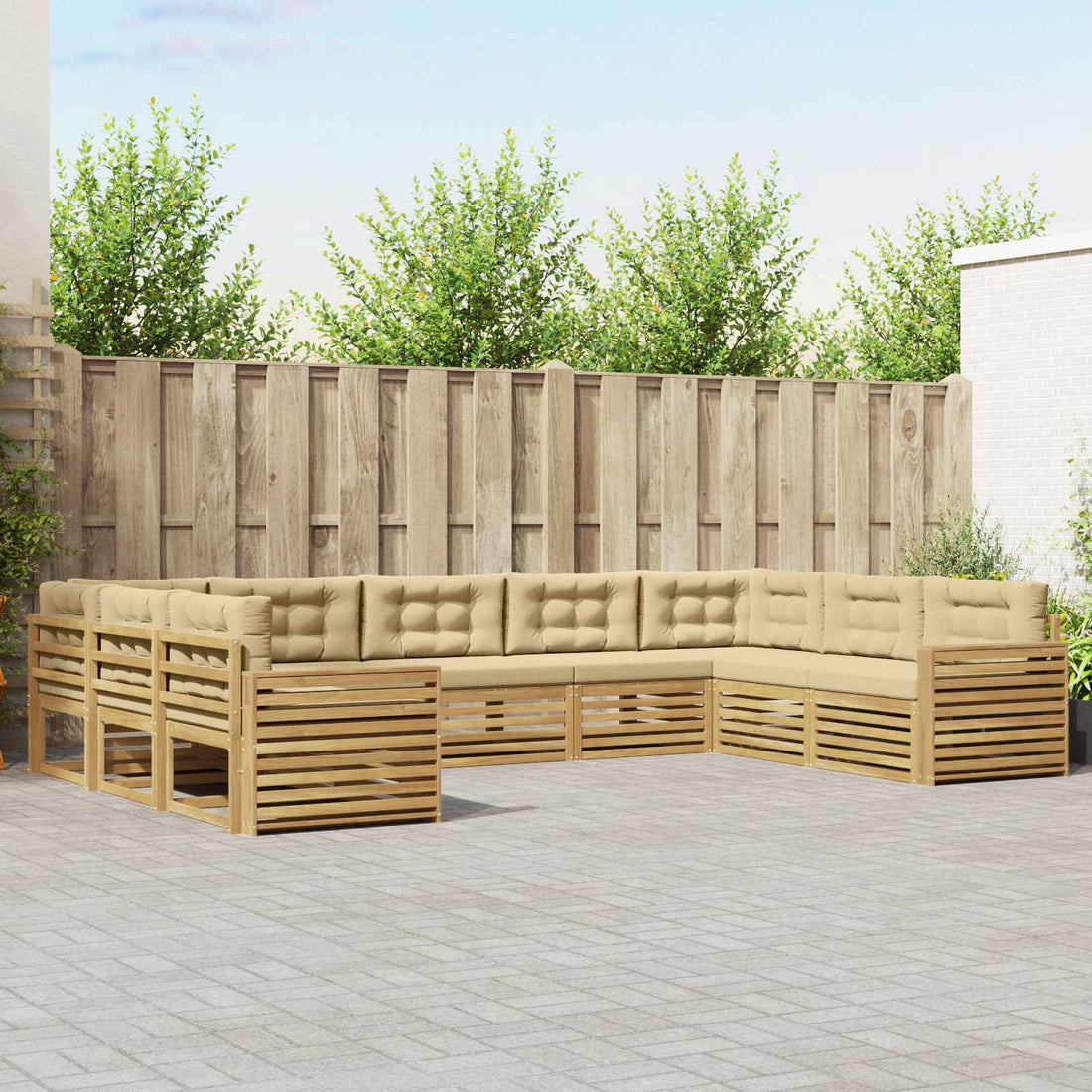 vidaXL Conjunto de sofás de exterior 9 uds. y Beige