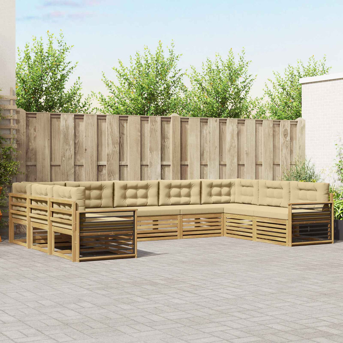 vidaXL Conjunto de sofás de exterior 9 uds. y Beige