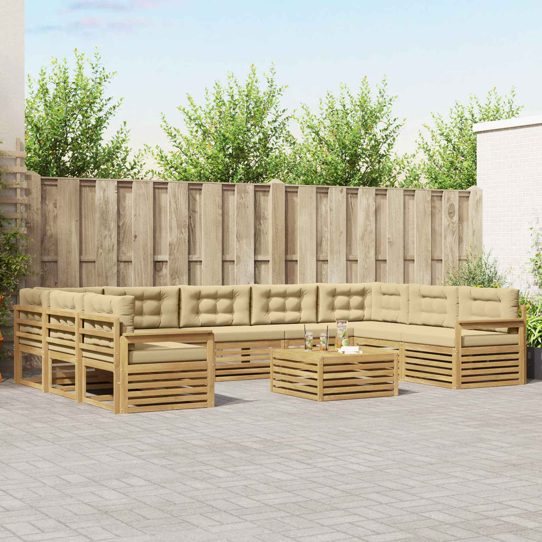 vidaXL Conjunto de sofás de exterior 10 uds. y Beige