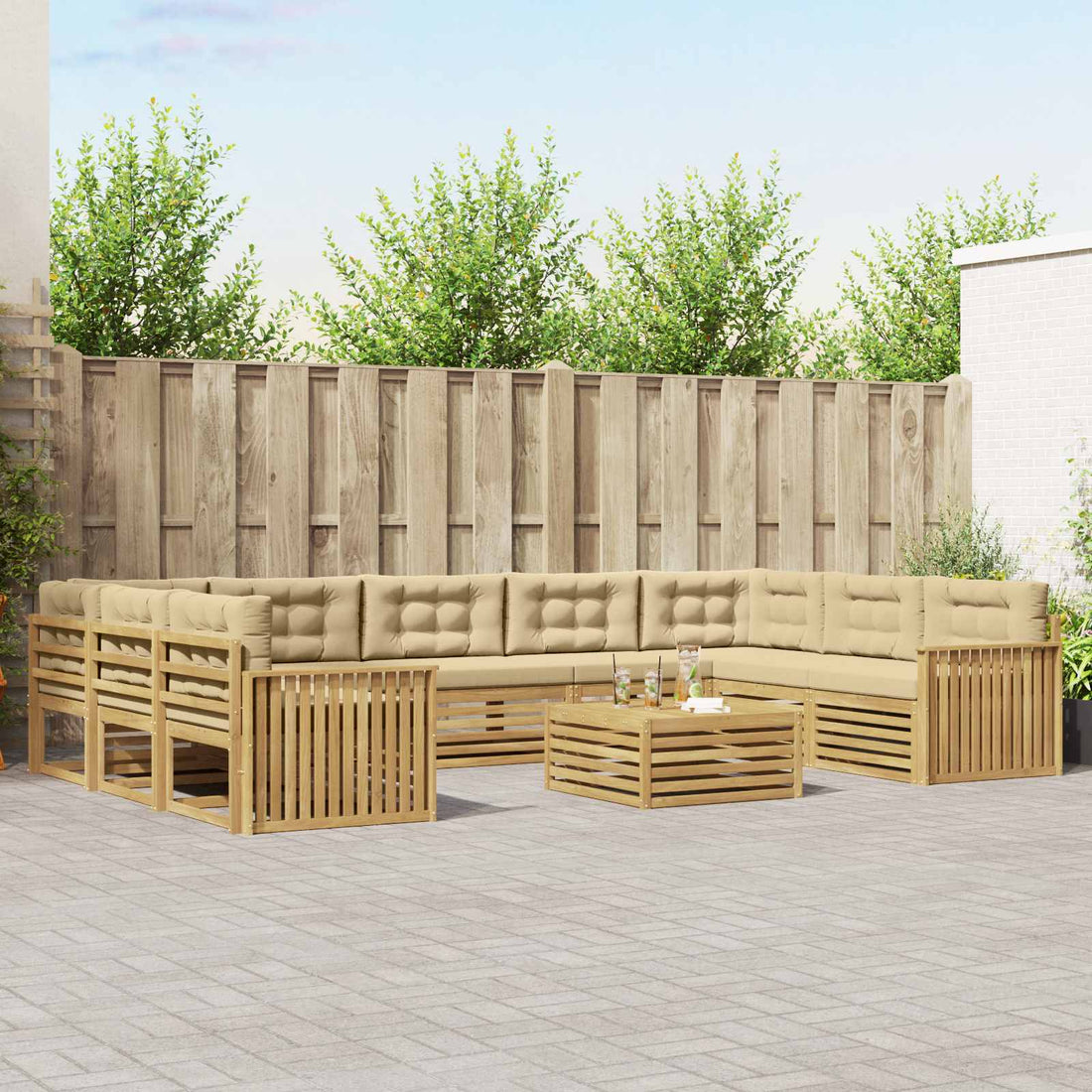 vidaXL Conjunto de sofás de exterior 10 uds. y Beige