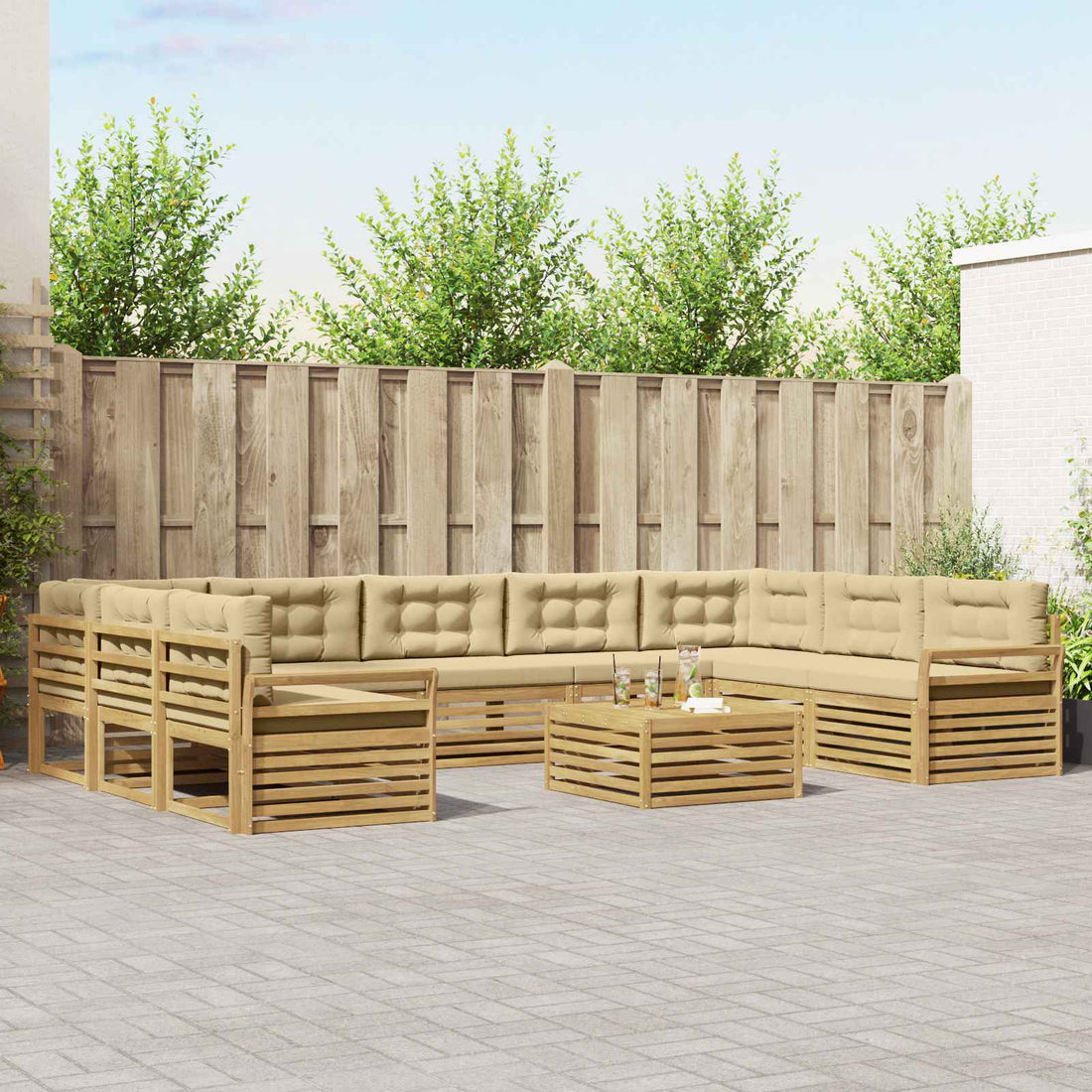 vidaXL Conjunto de sofás de exterior 10 uds. y Beige