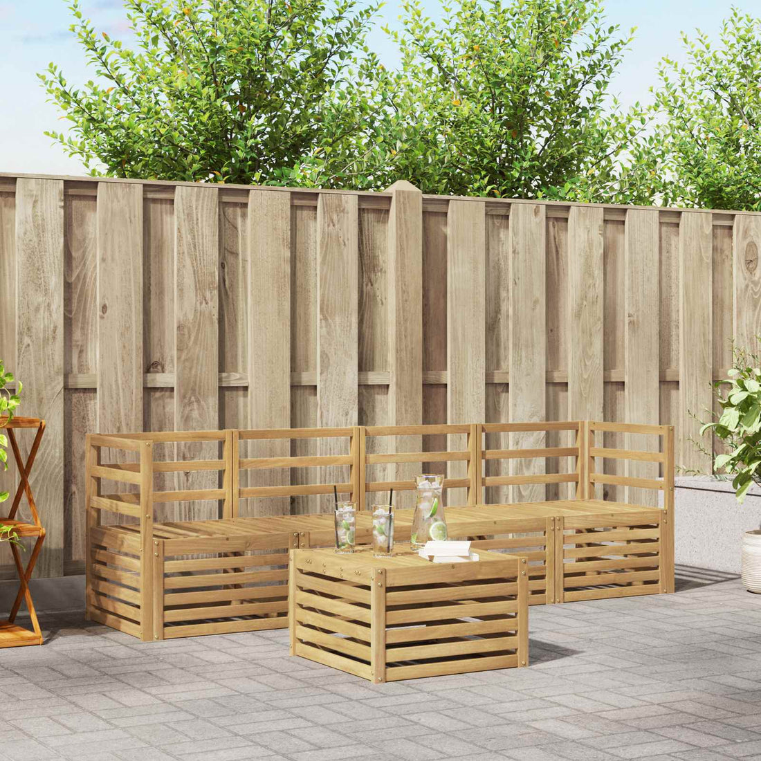 vidaXL Conjunto de sofás de exterior 5 uds. Blanco