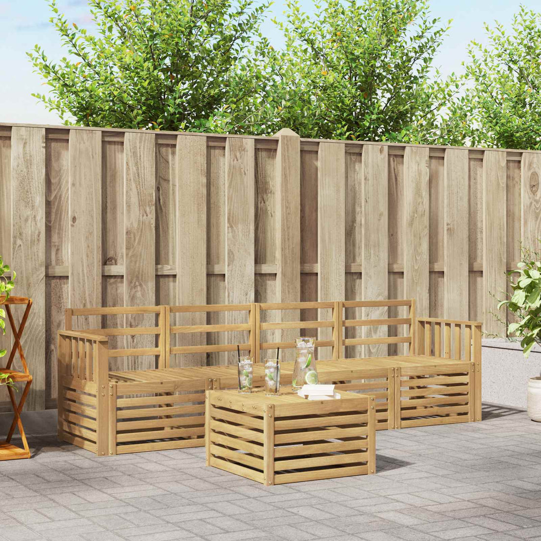 vidaXL Conjunto de sofás de exterior 5 uds. Blanco