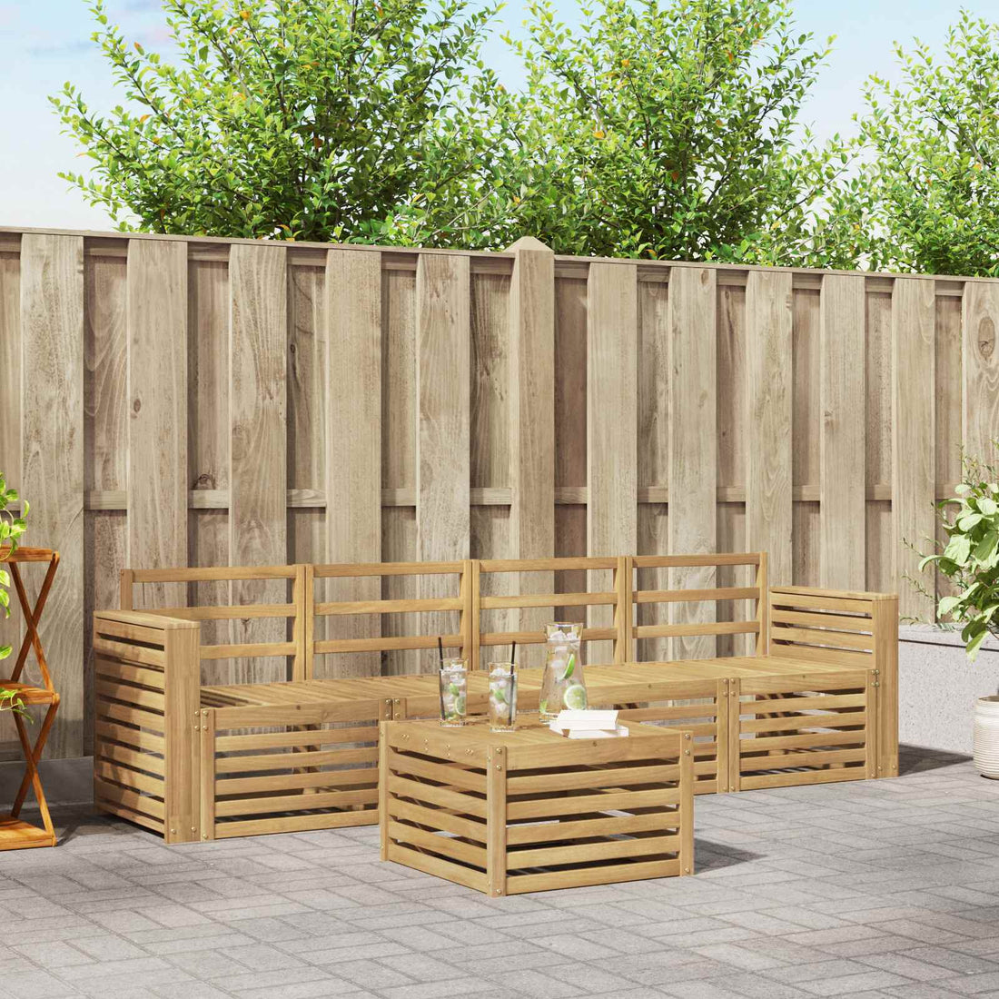 vidaXL Conjunto de sofás de exterior 5 uds. Blanco