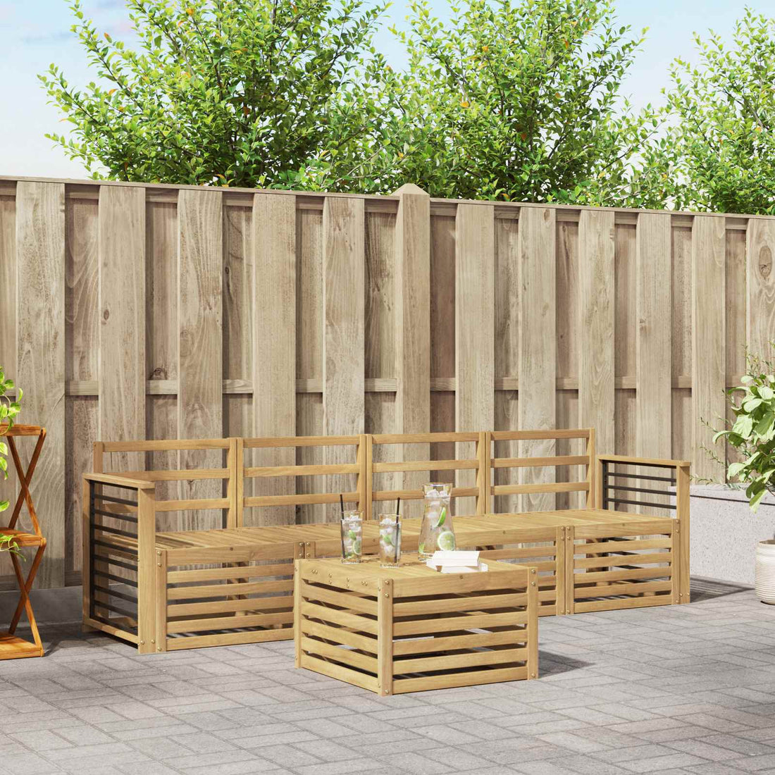 vidaXL Conjunto de sofás de exterior 5 uds.