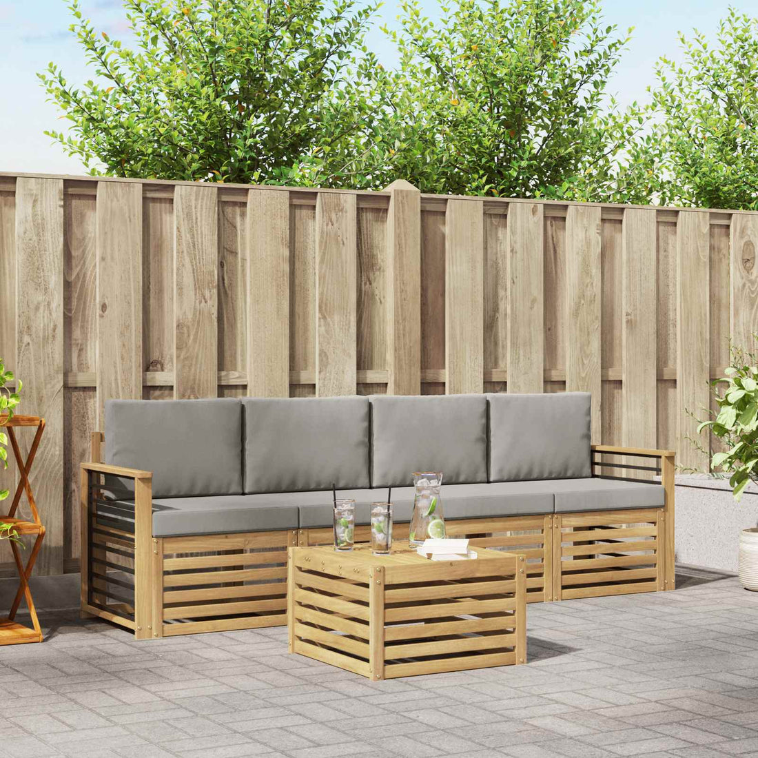 vidaXL Conjunto de sofás de exterior 5 uds.