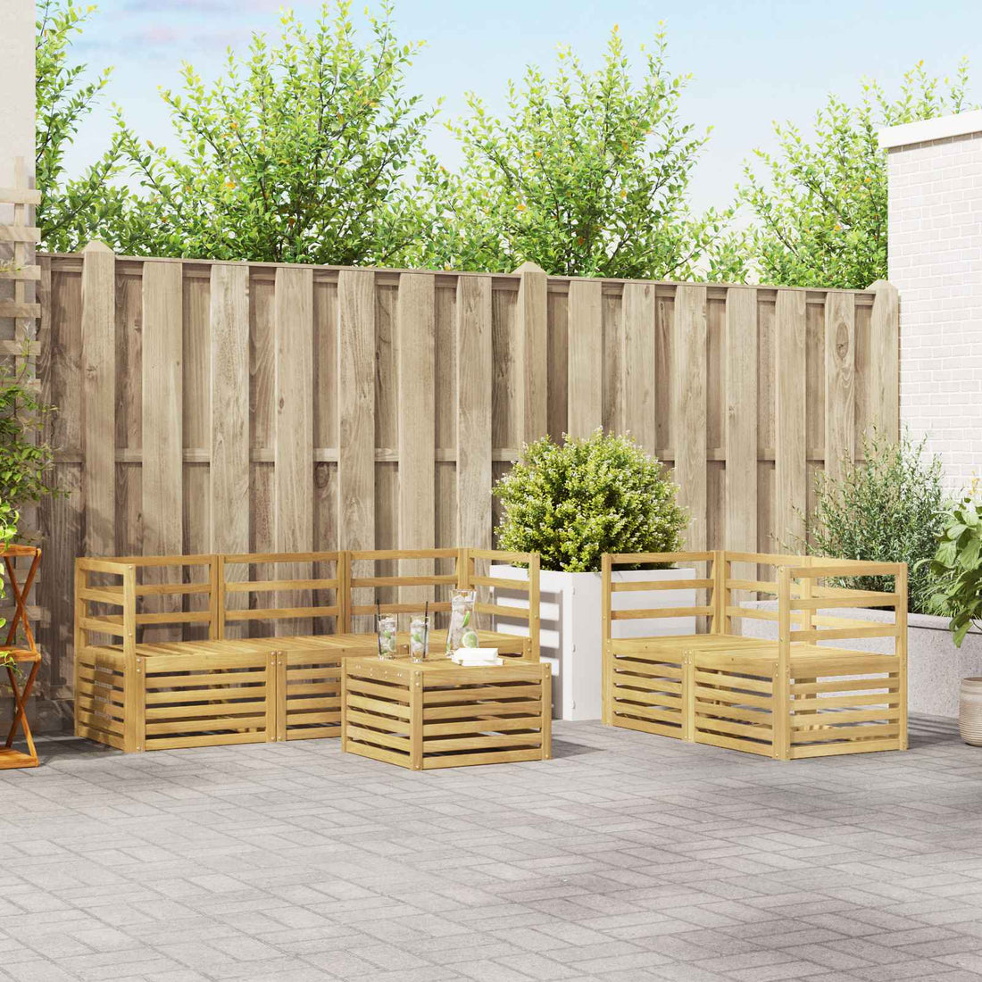 vidaXL Conjunto de sofás de exterior 6 uds. Blanco