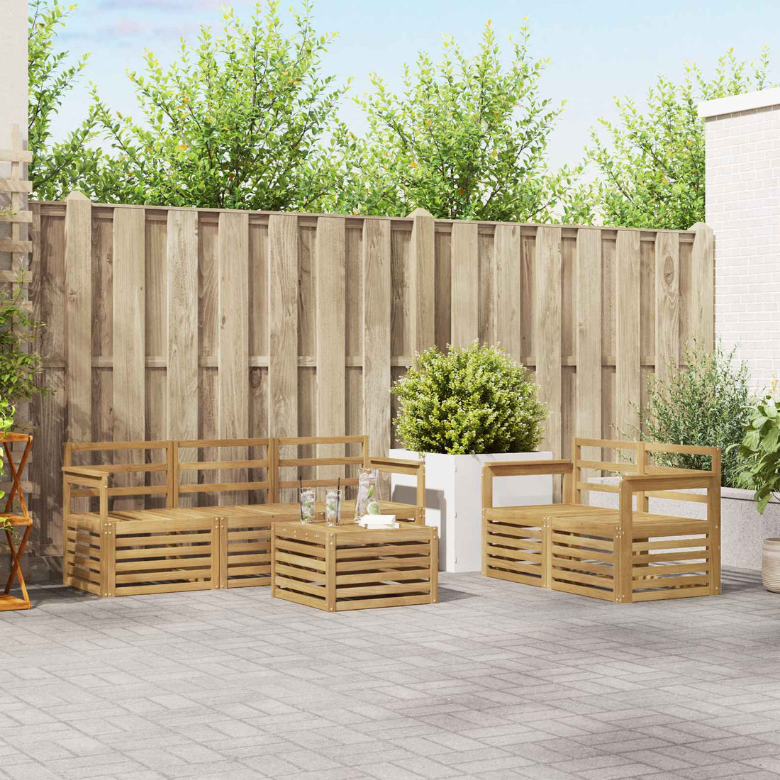 vidaXL Conjunto de sofás de exterior 6 uds. Blanco
