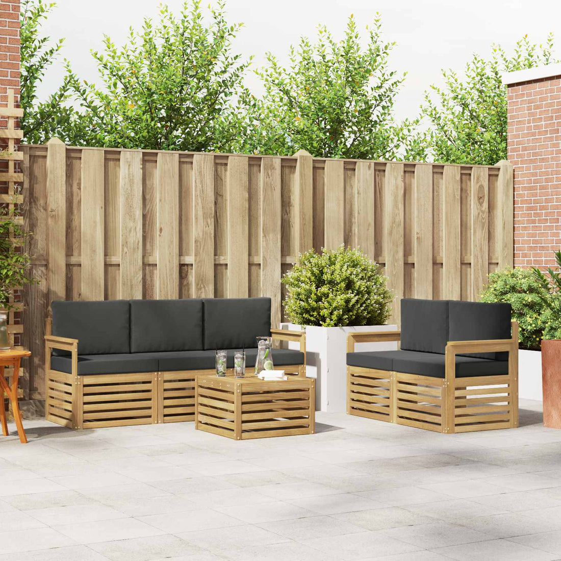vidaXL Conjunto de sofás de exterior 6 uds. Blanco y Antracita