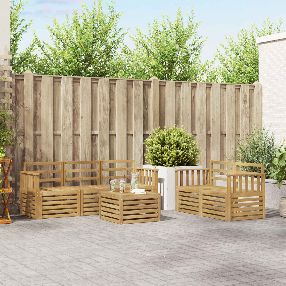 vidaXL Conjunto de sofás de exterior 6 uds. Blanco