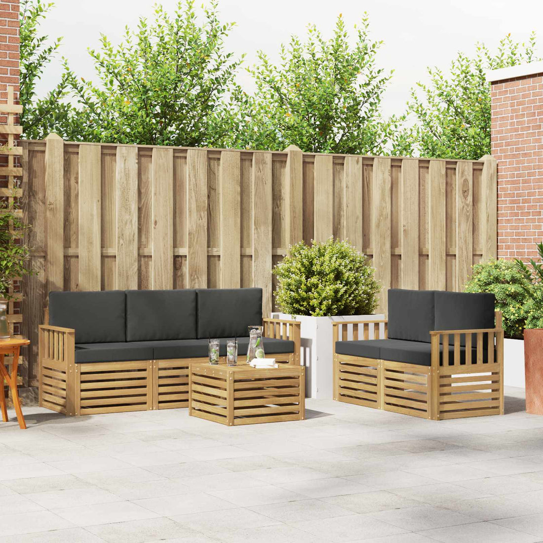 vidaXL Conjunto de sofás de exterior 6 uds. Blanco y Antracita