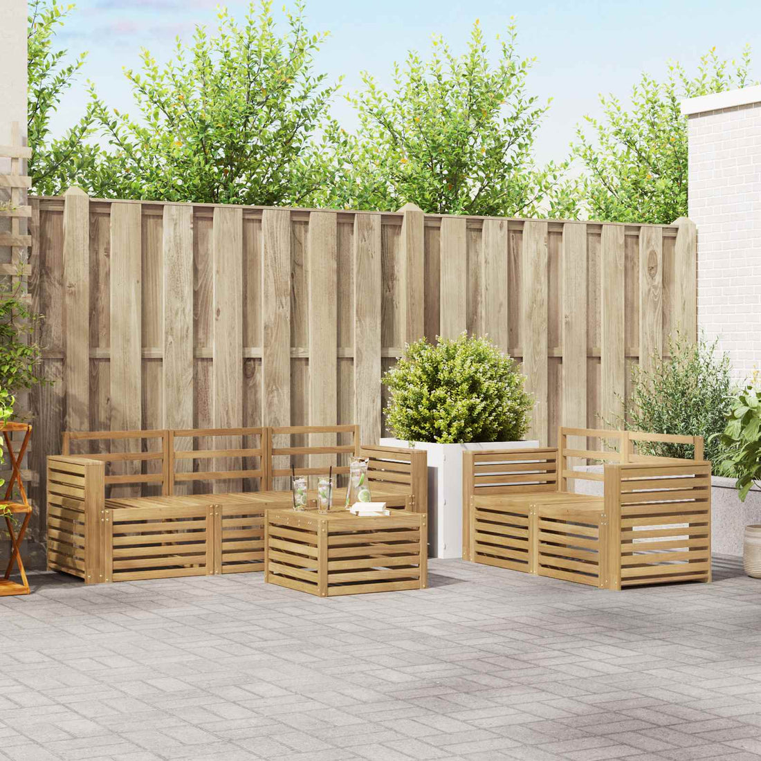 vidaXL Conjunto de sofás de exterior 6 uds. Blanco