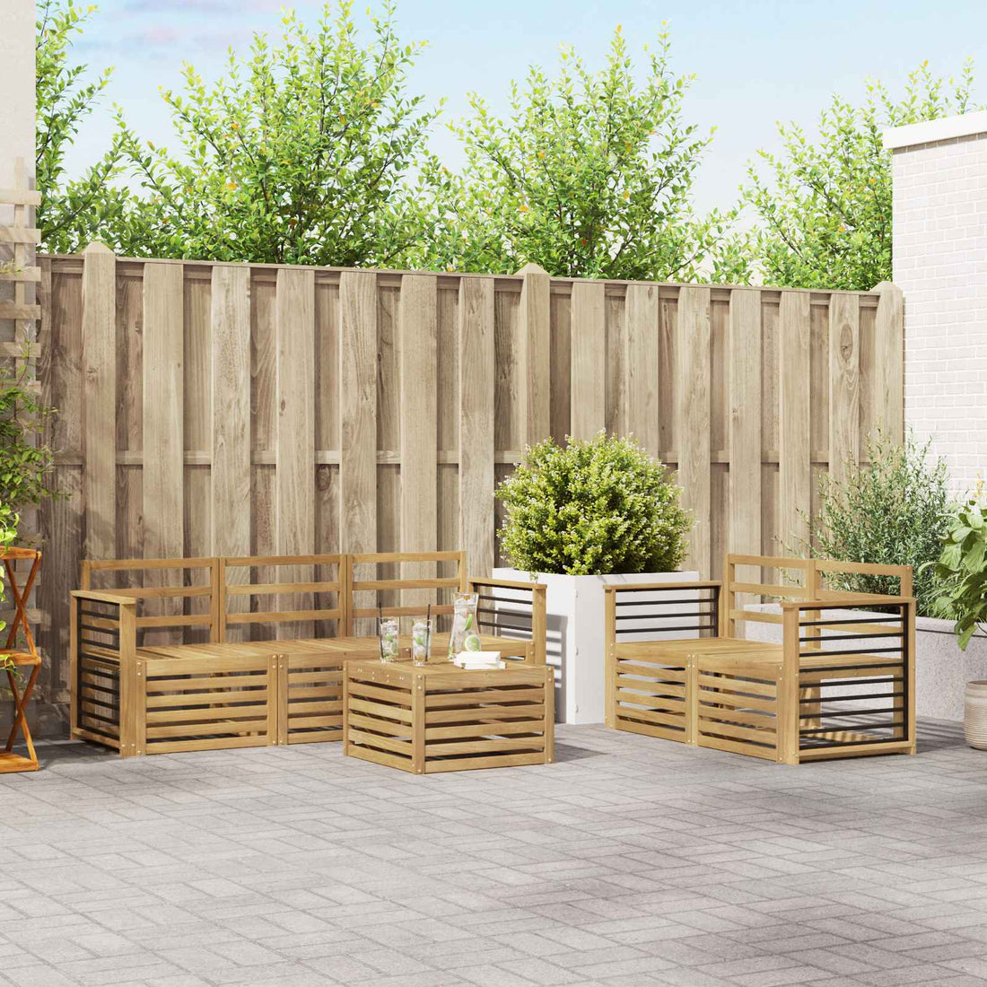 vidaXL Conjunto de sofás de exterior 6 uds. Blanco