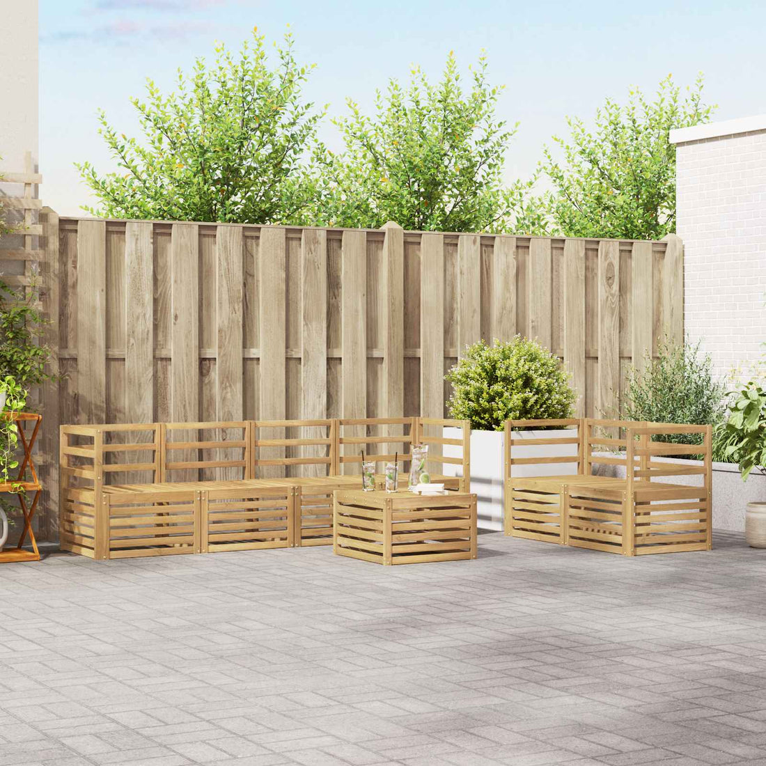 vidaXL Conjunto de sofás de exterior 7 uds. Blanco