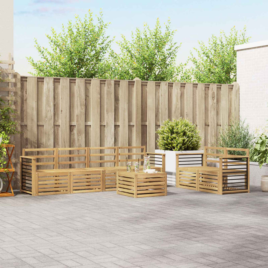 vidaXL Conjunto de sofás de exterior 7 uds.