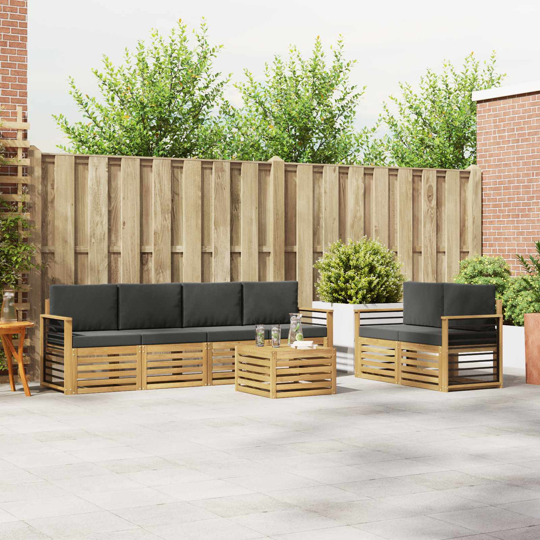 vidaXL Conjunto de sofás de exterior 7 uds.