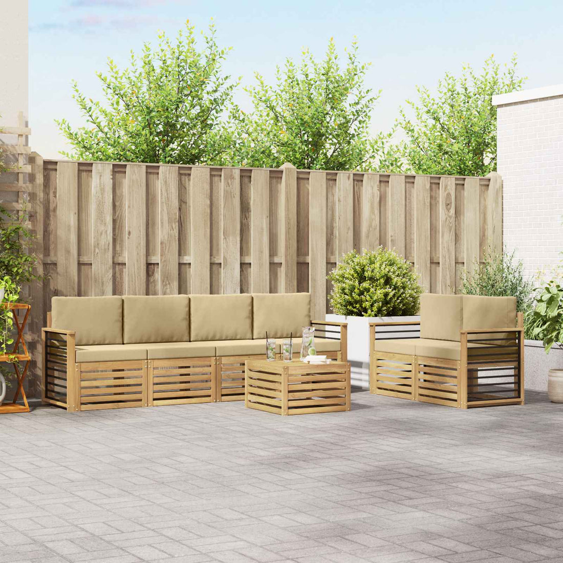 vidaXL Conjunto de sofás de exterior 7 uds.