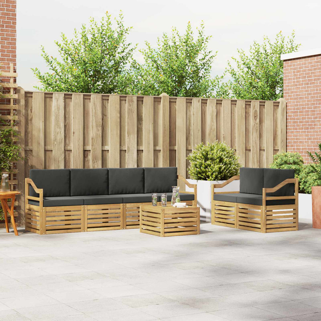 vidaXL Conjunto de sofás de exterior 7 uds. Blanco y Antracita