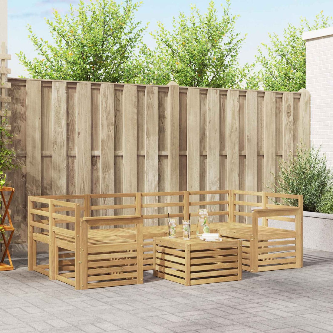 vidaXL Conjunto de sofás de exterior 7 uds. Blanco