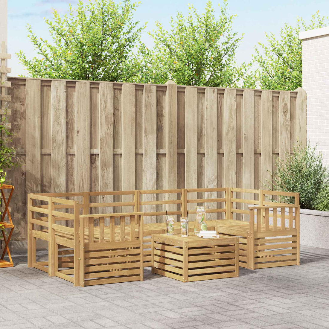 vidaXL Conjunto de sofás de exterior 7 uds. Blanco
