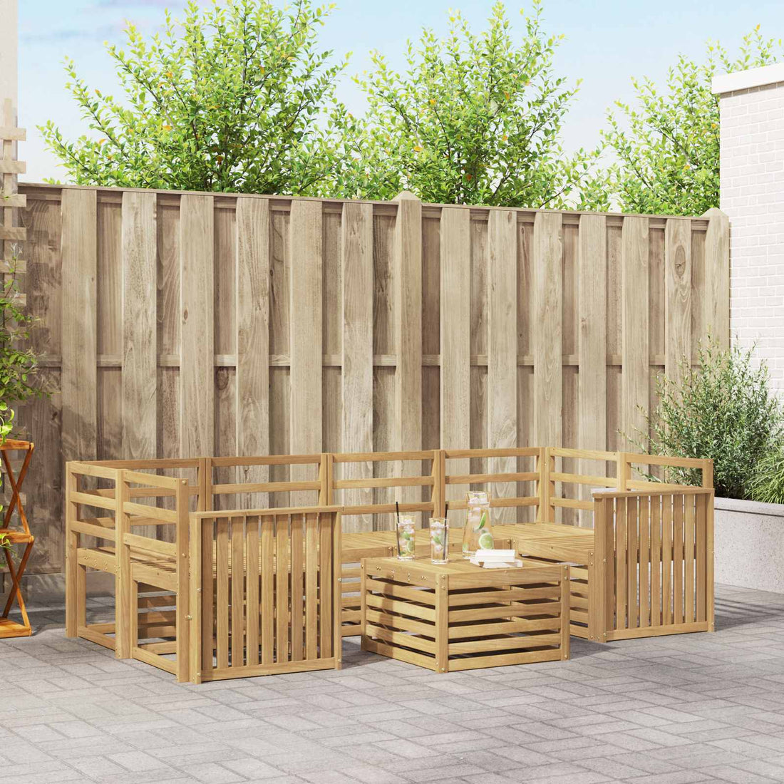 vidaXL Conjunto de sofás de exterior 7 uds. Blanco