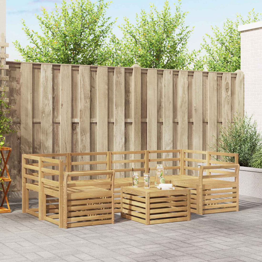 vidaXL Conjunto de sofás de exterior 7 uds. Blanco