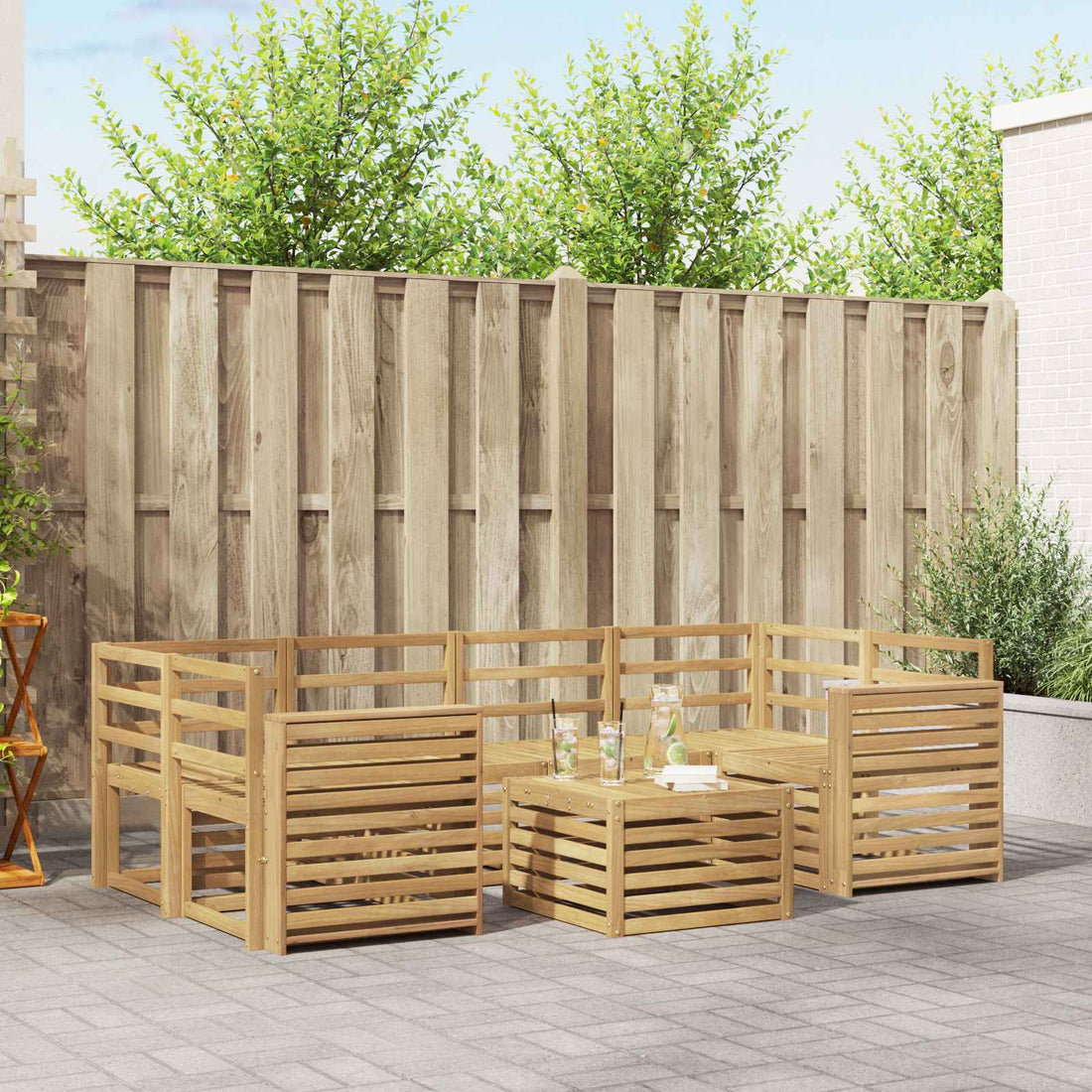 vidaXL Conjunto de sofás de exterior 7 uds. Blanco