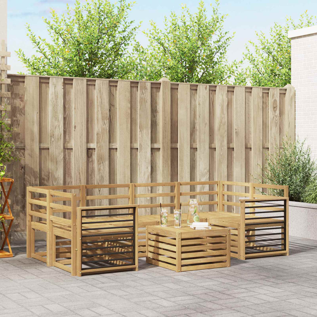 vidaXL Juegos de sofás Madera de Acacia Sólida