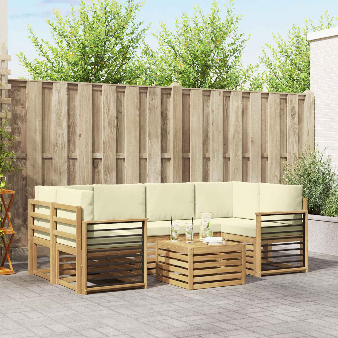 vidaXL Conjunto de sofás de exterior 7 uds.