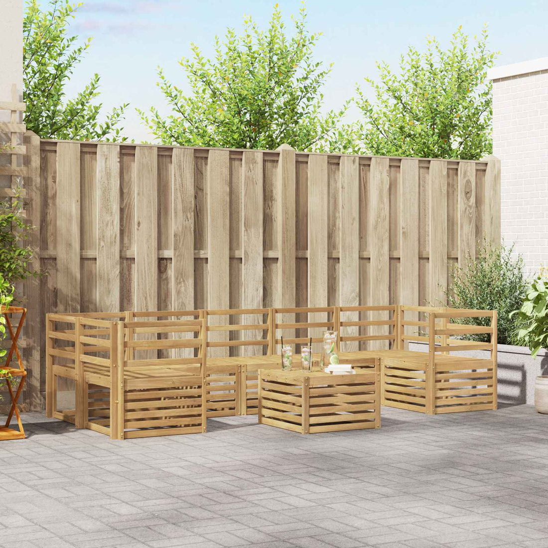 vidaXL Conjunto de sofás de exterior 8 uds. Blanco