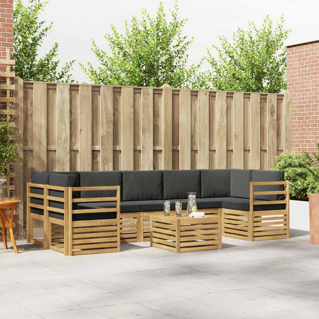 vidaXL Conjunto de sofás de exterior 8 uds. Blanco y Antracita