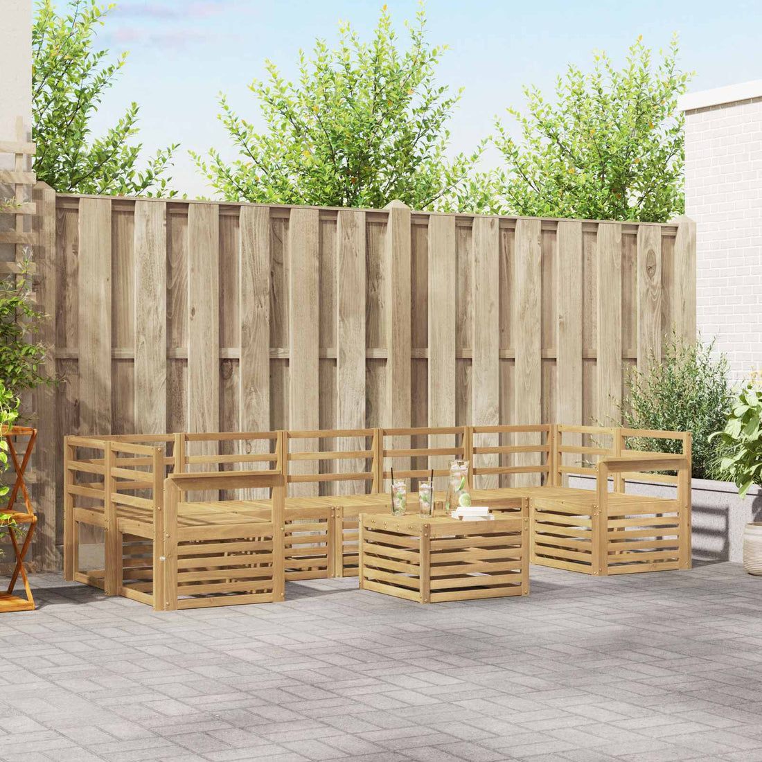 vidaXL Conjunto de sofás de exterior 8 uds. Blanco