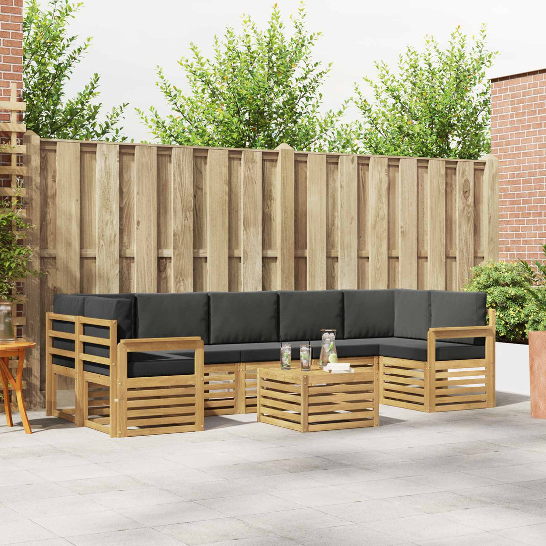 vidaXL Conjunto de sofás de exterior 8 uds. Blanco y Antracita