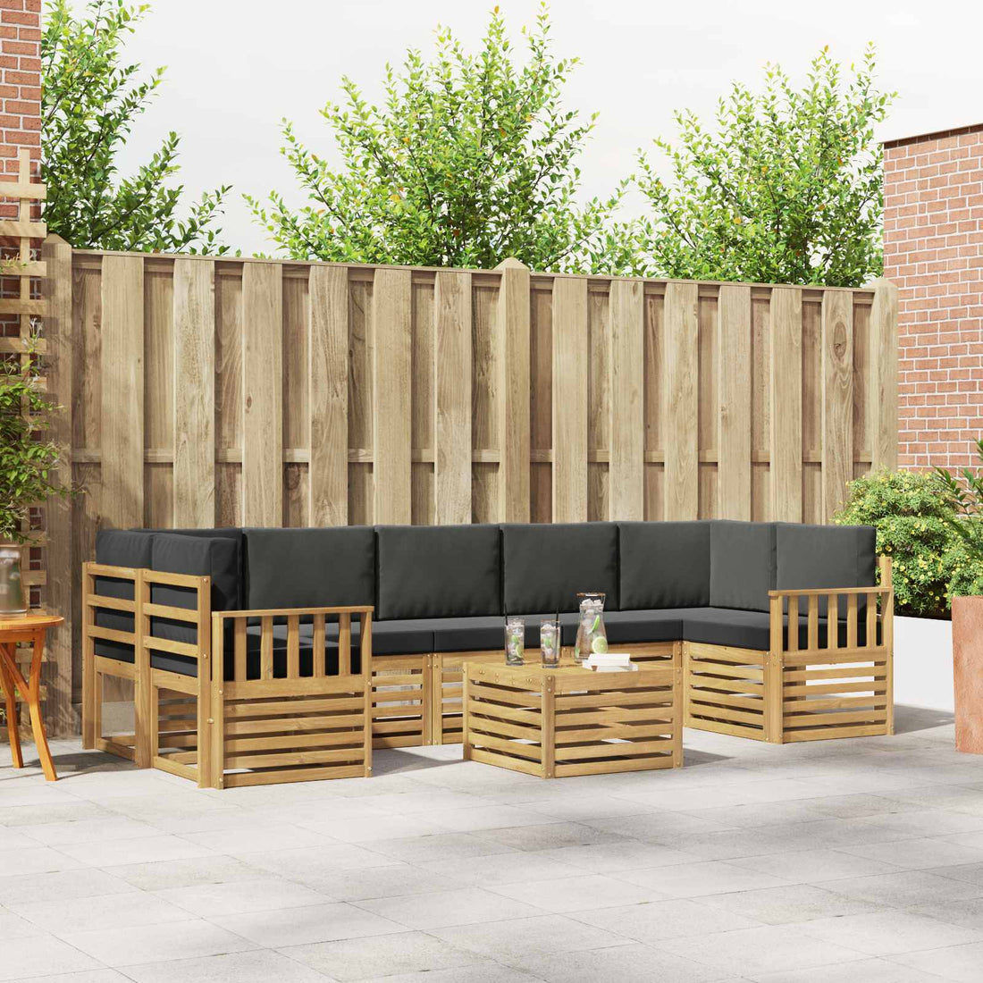 vidaXL Conjunto de sofás de exterior 8 uds. Blanco y Antracita