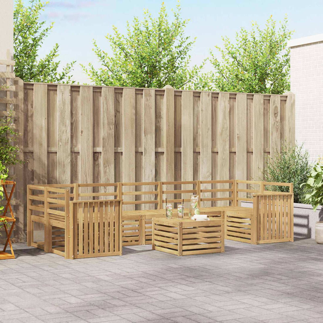 vidaXL Conjunto de sofás de exterior 8 uds. Blanco