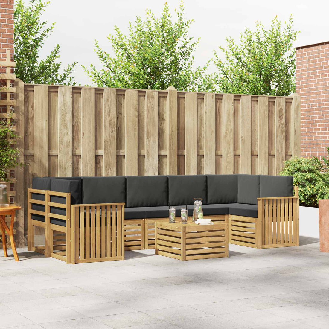 vidaXL Conjunto de sofás de exterior 8 uds. Blanco y Antracita