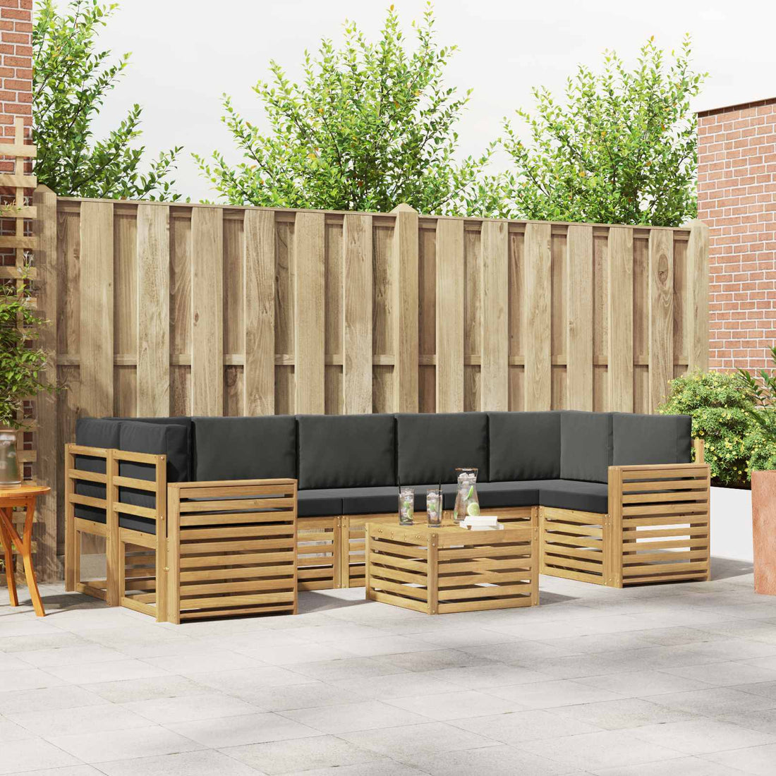 vidaXL Conjunto de sofás de exterior 8 uds. Blanco y Antracita