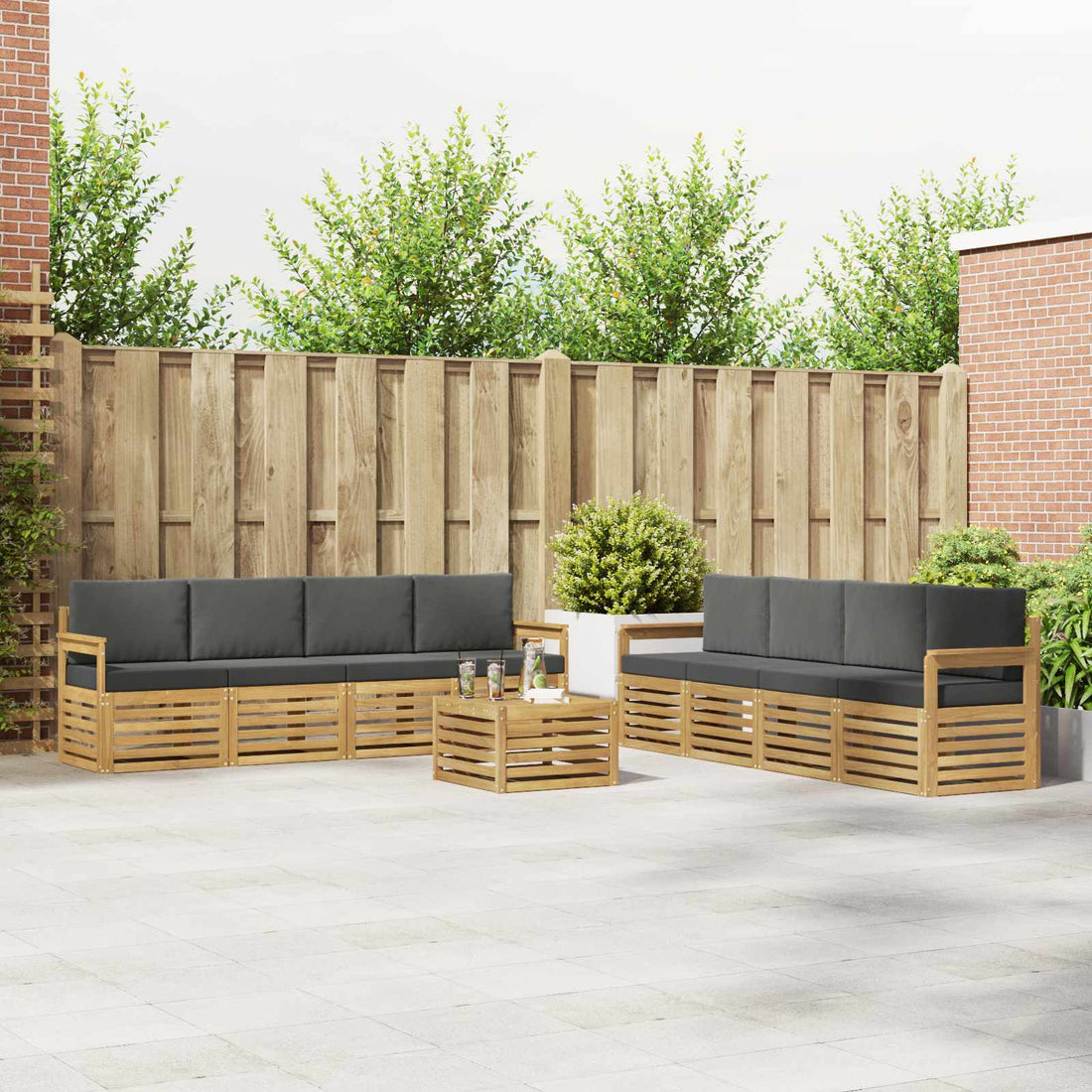 vidaXL Conjunto de sofás de exterior 9 uds. Blanco y Antracita