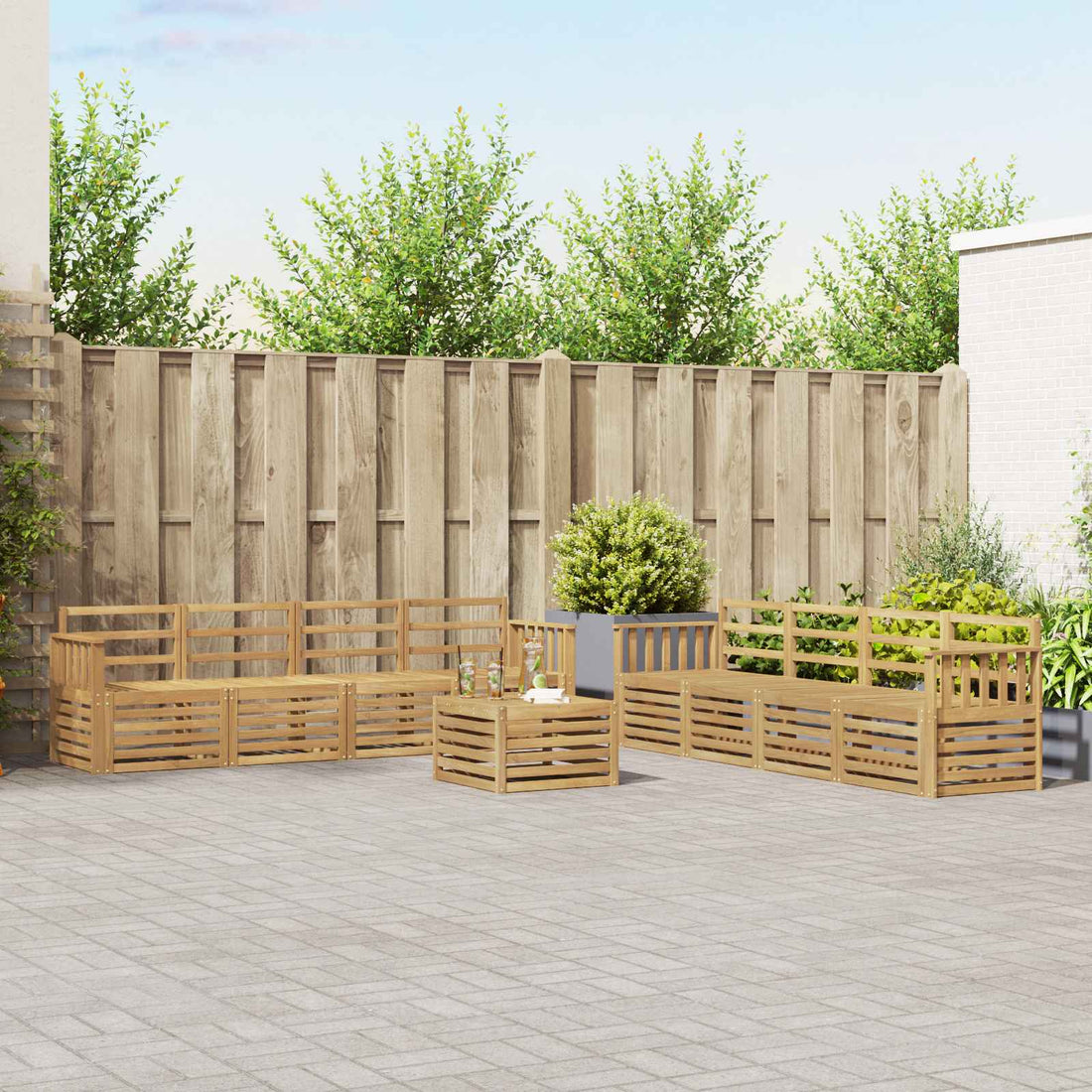 vidaXL Conjunto de sofás de exterior 9 uds. Blanco