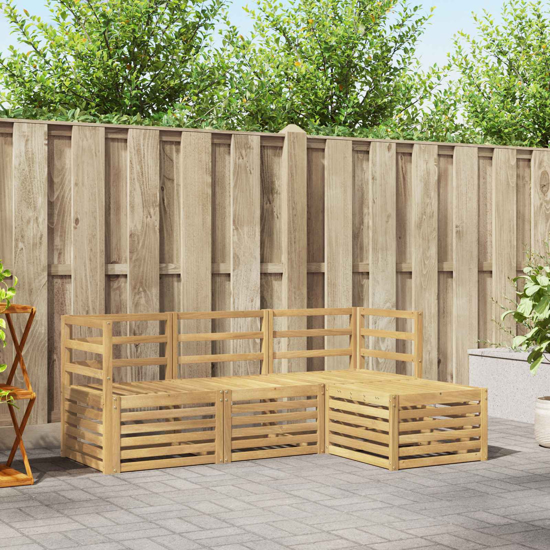 vidaXL Conjunto de sofás de exterior 4 uds. Blanco