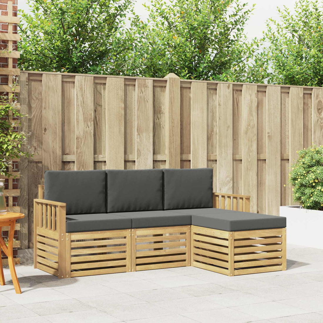 vidaXL Conjunto de sofás de exterior 4 uds. Blanco y Antracita